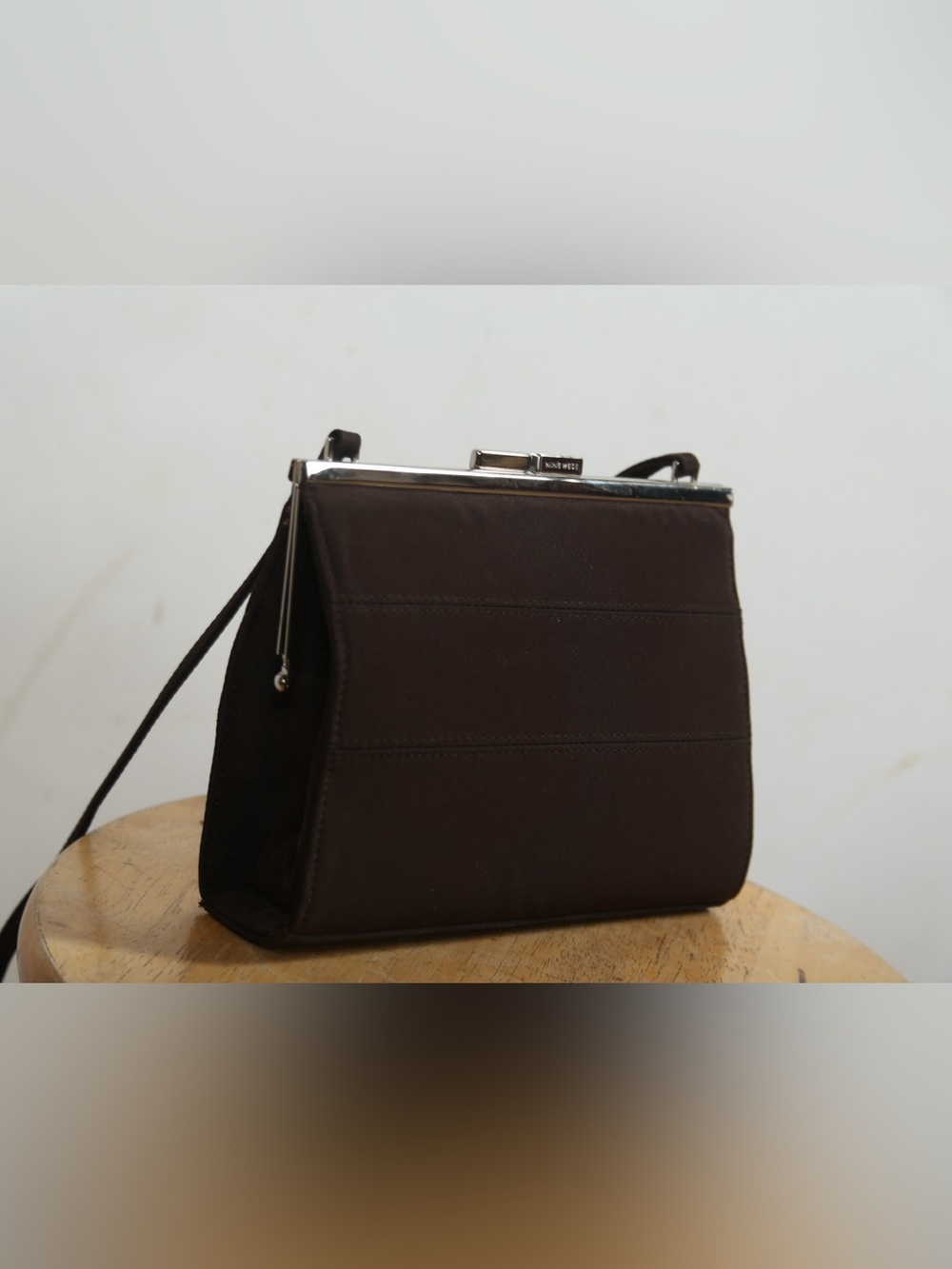 Nine West Dark Brown Frame-Top Wristlet